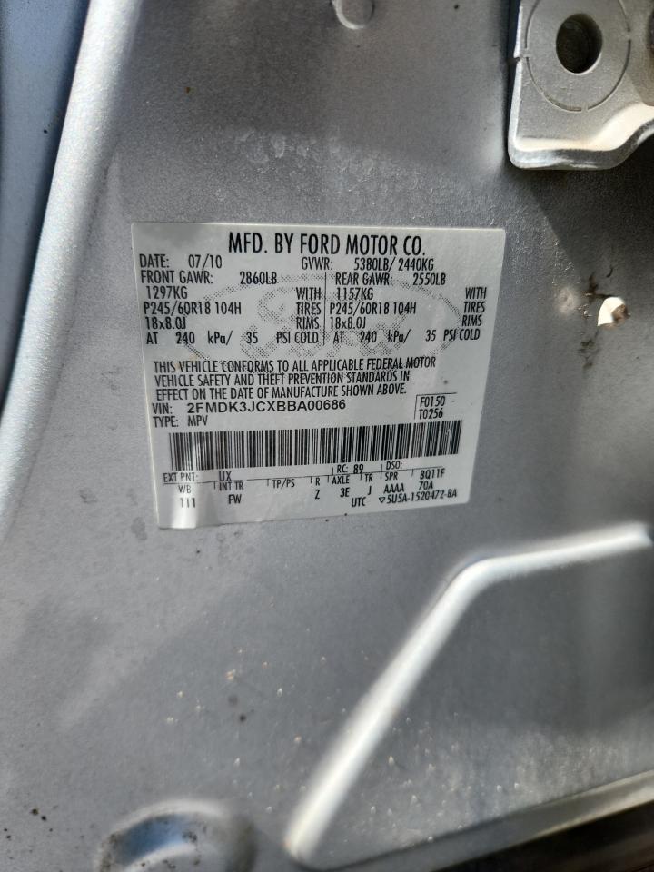 2011 Ford Edge Sel VIN: 2FMDK3JCXBBA00686 Lot: 83953745