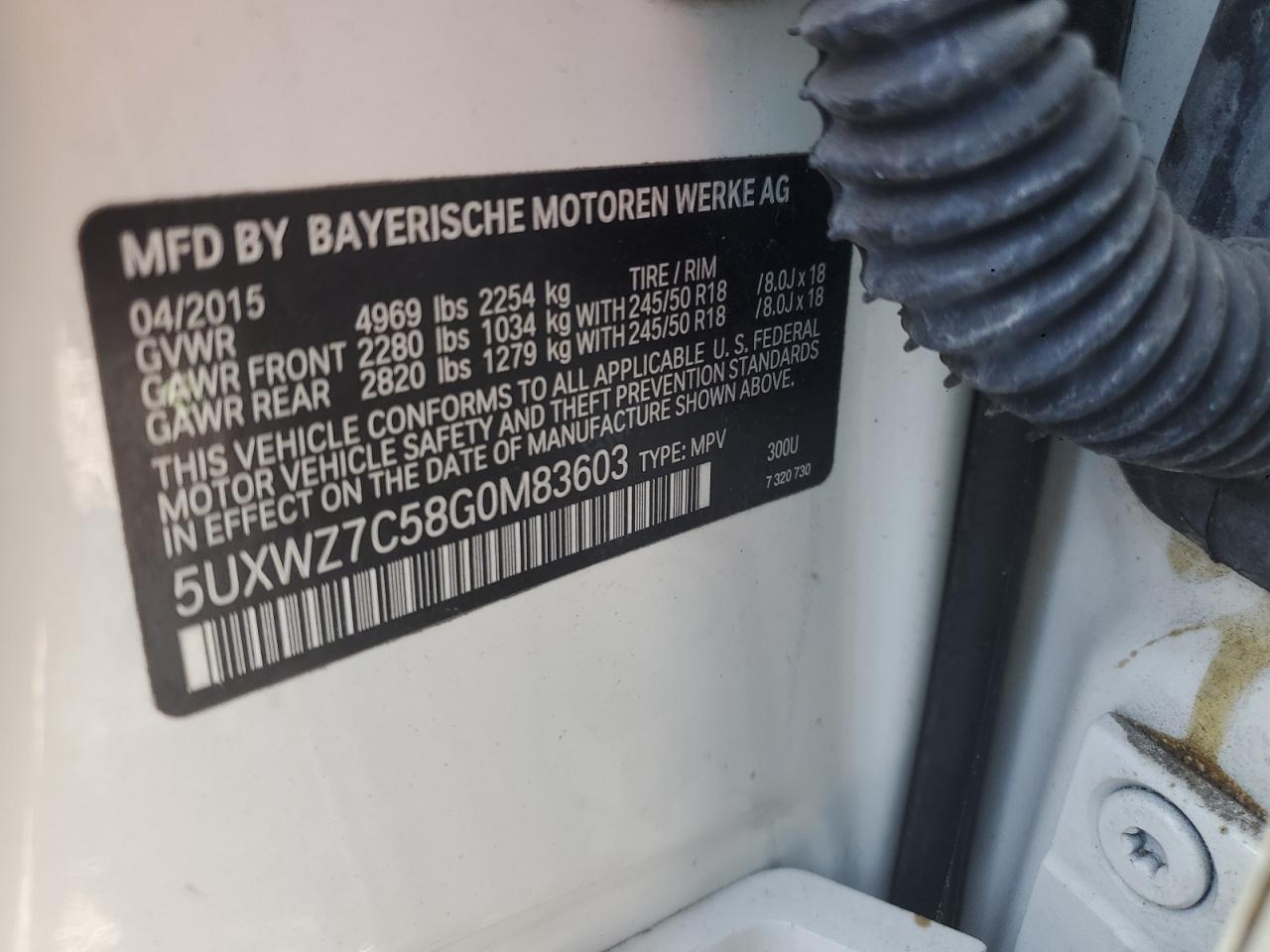 2016 BMW X3 Sdrive28I VIN: 5UXWZ7C58G0M83603 Lot: 70887535