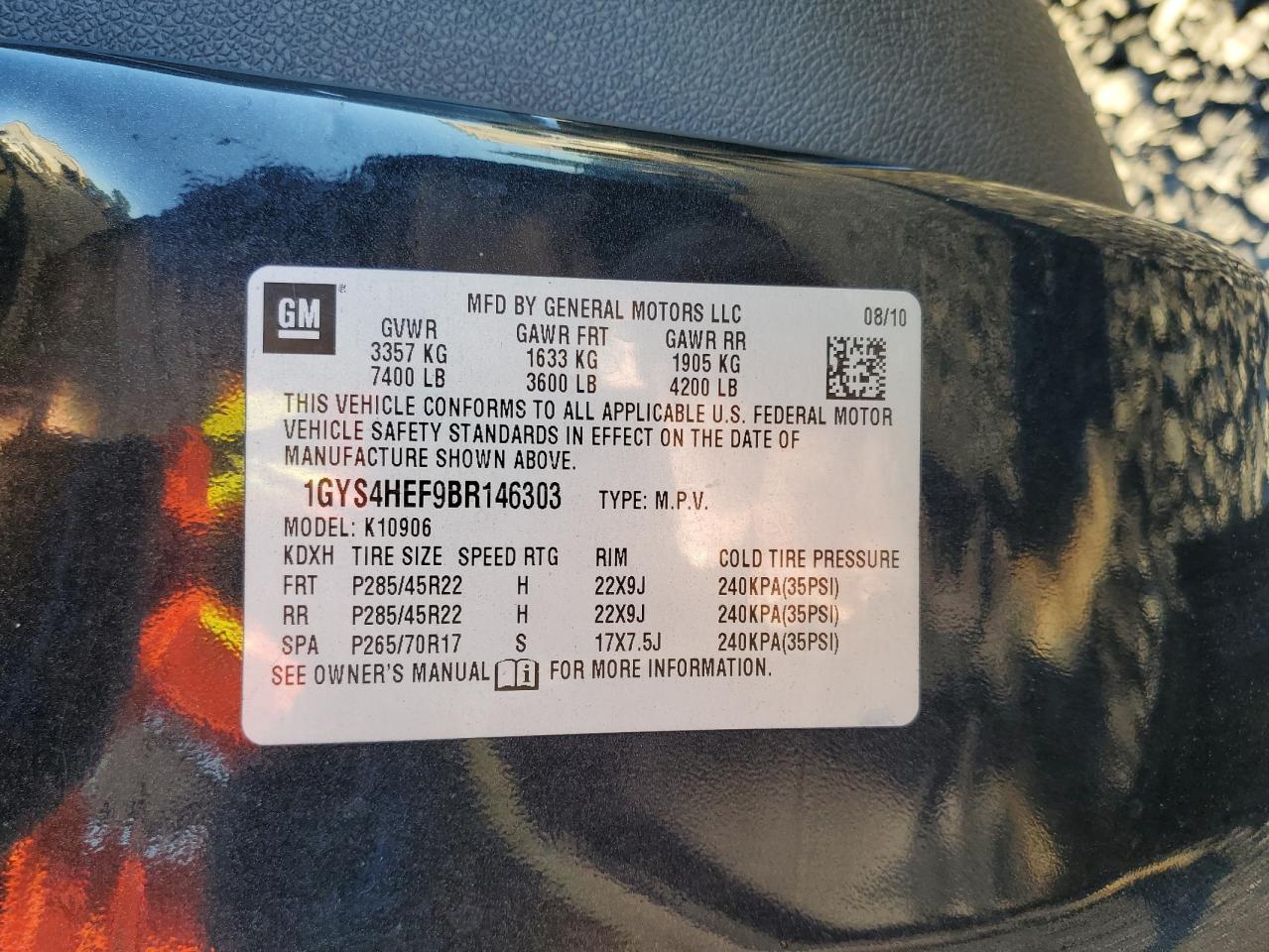 2011 Cadillac Escalade Esv Luxury VIN: 1GYS4HEF9BR146303 Lot: 71473985