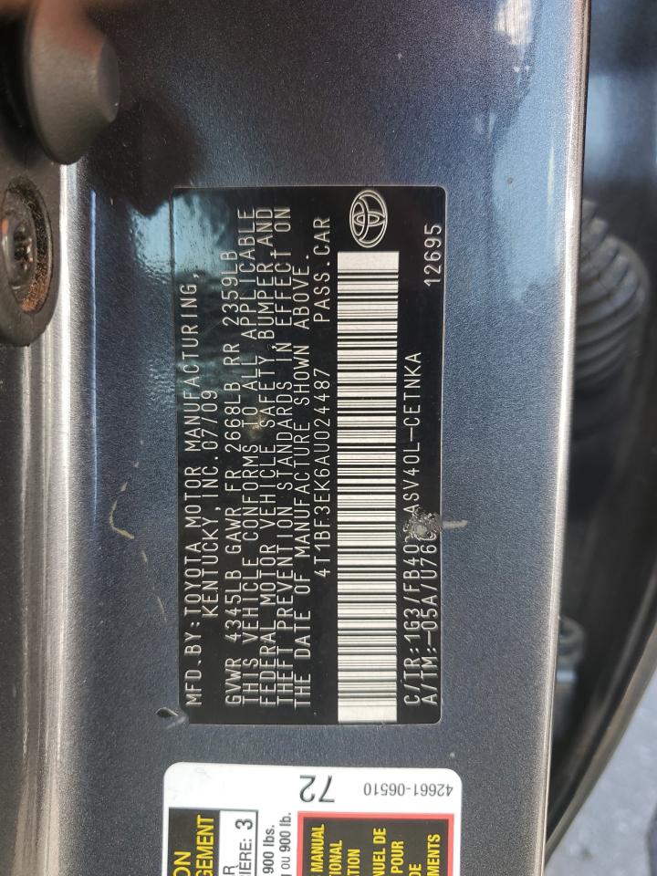 2010 Toyota Camry Base VIN: 4T1BF3EK6AU024487 Lot: 71090575