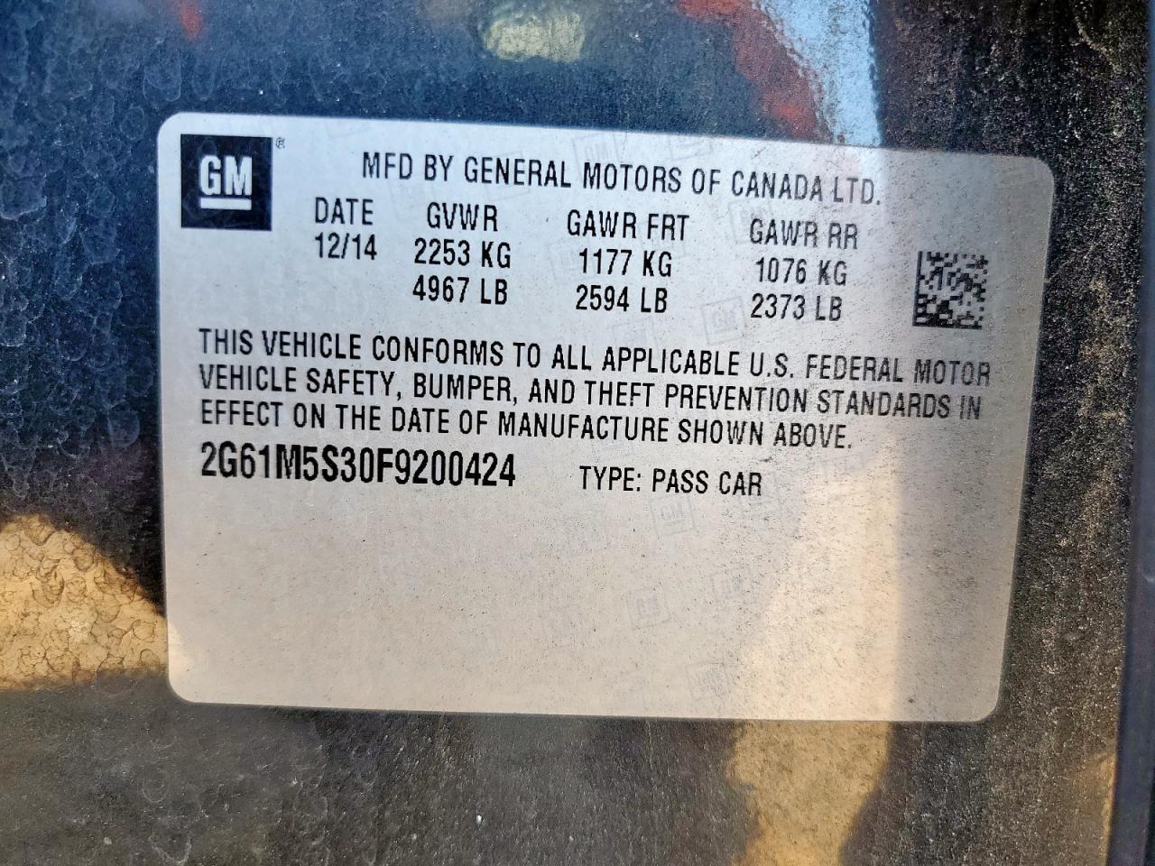 2015 Cadillac Xts Luxury Collection VIN: 2G61M5S30F9200424 Lot: 71106975