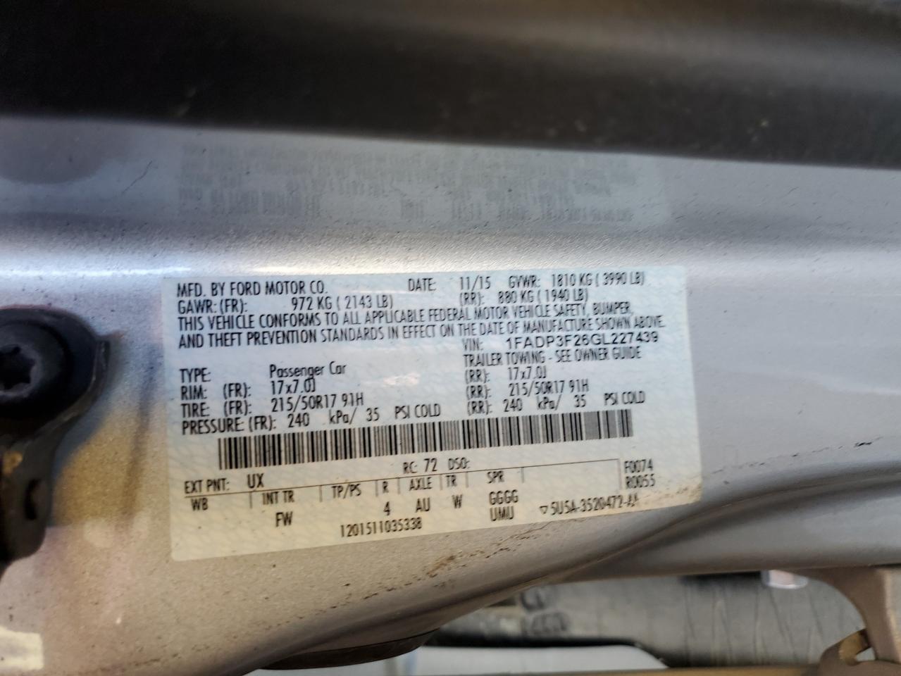 2016 Ford Focus Se VIN: 1FADP3F26GL227439 Lot: 84463715