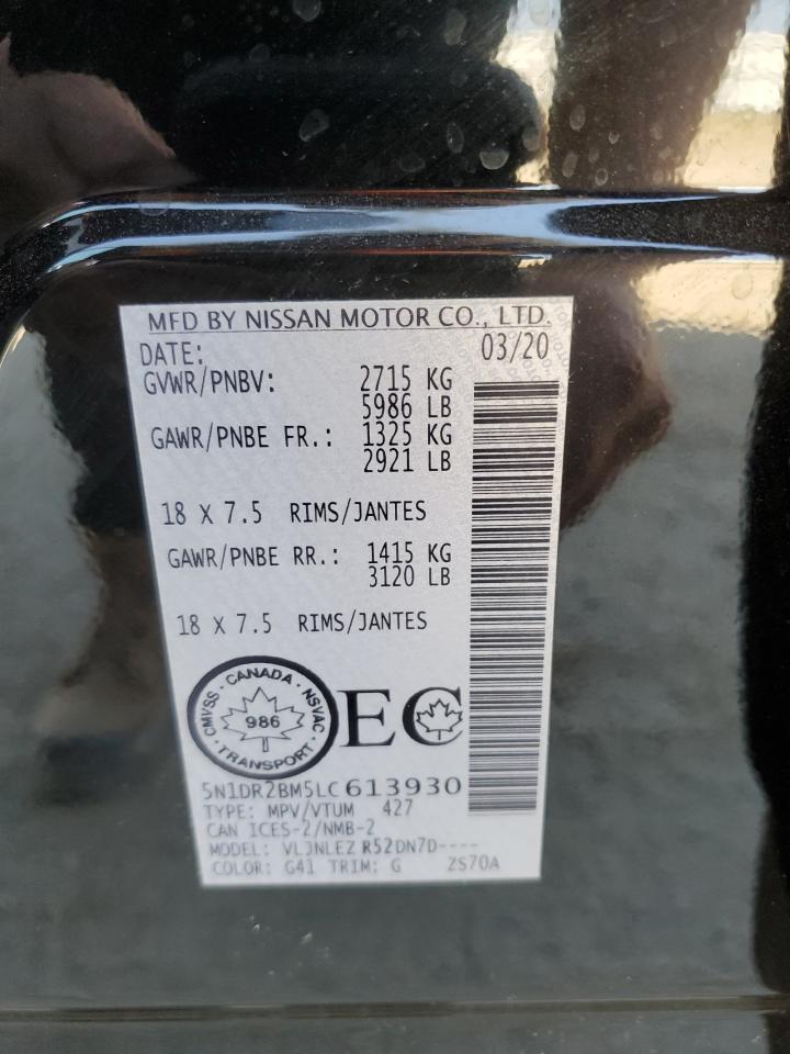 2020 Nissan Pathfinder Sv VIN: 5N1DR2BM5LC613930 Lot: 81322035