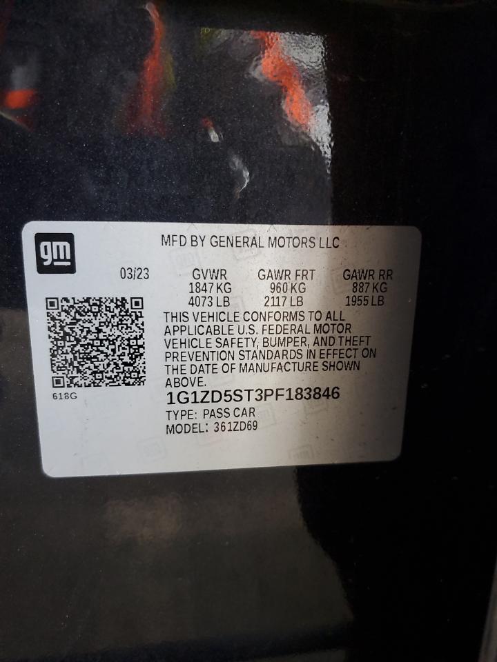 2023 Chevrolet Malibu Lt VIN: 1G1ZD5ST3PF183846 Lot: 84003815