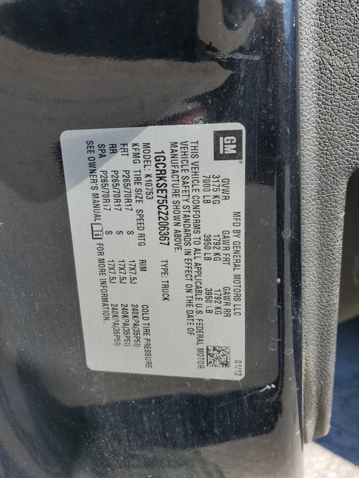 2012 Chevrolet Silverado K1500 Lt VIN: 1GCRKSE75CZ206367 Lot: 71516905