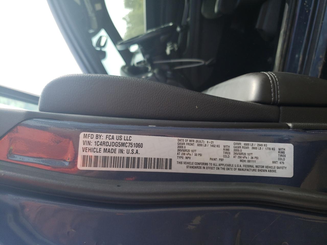 2021 Dodge Durango Gt VIN: 1C4RDJDG5MC751060 Lot: 80166575