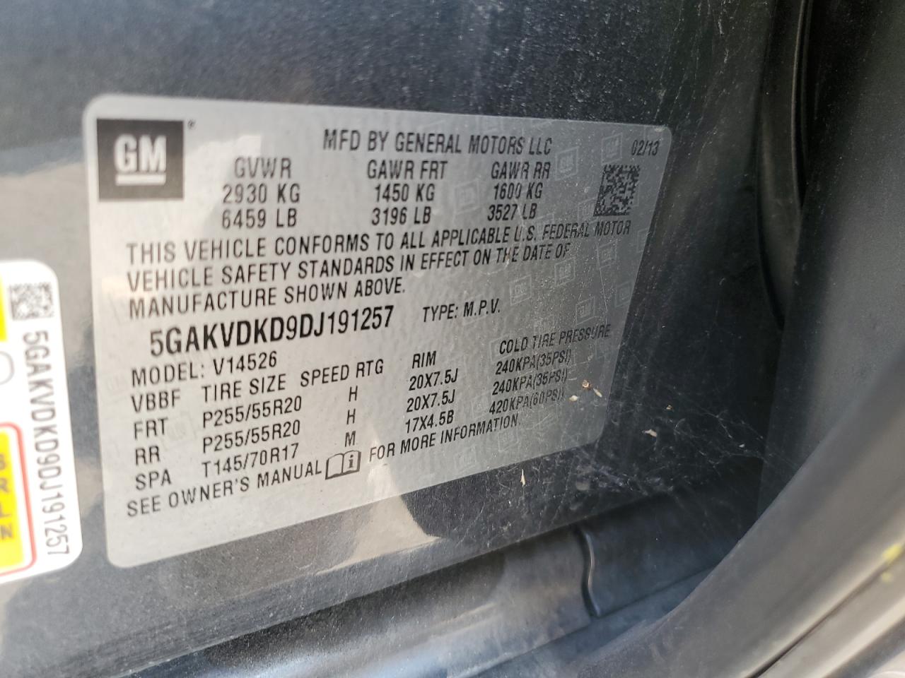 2013 Buick Enclave VIN: 5GAKVDKD9DJ191257 Lot: 80073605