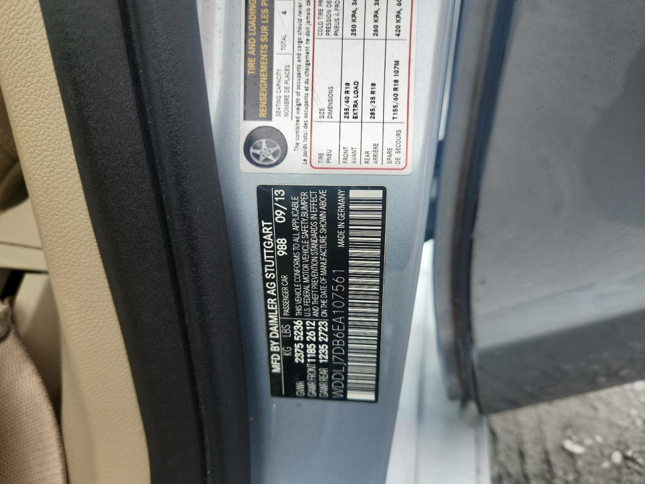 2014 Mercedes-Benz Cls 550 VIN: WDDLJ7DB6EA107561 Lot: 81899285