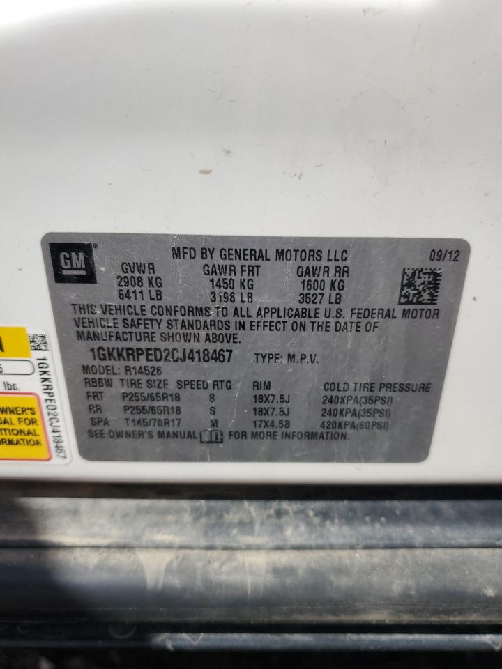 2012 GMC Acadia Sle VIN: 1GKKRPED2CJ418467 Lot: 71501915