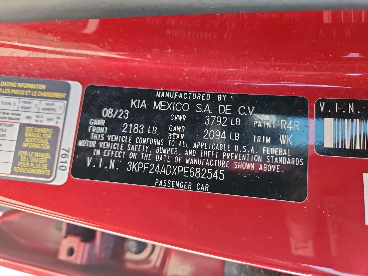 2023 Kia Forte Lx VIN: 3KPF24ADXPE682545 Lot: 71312735