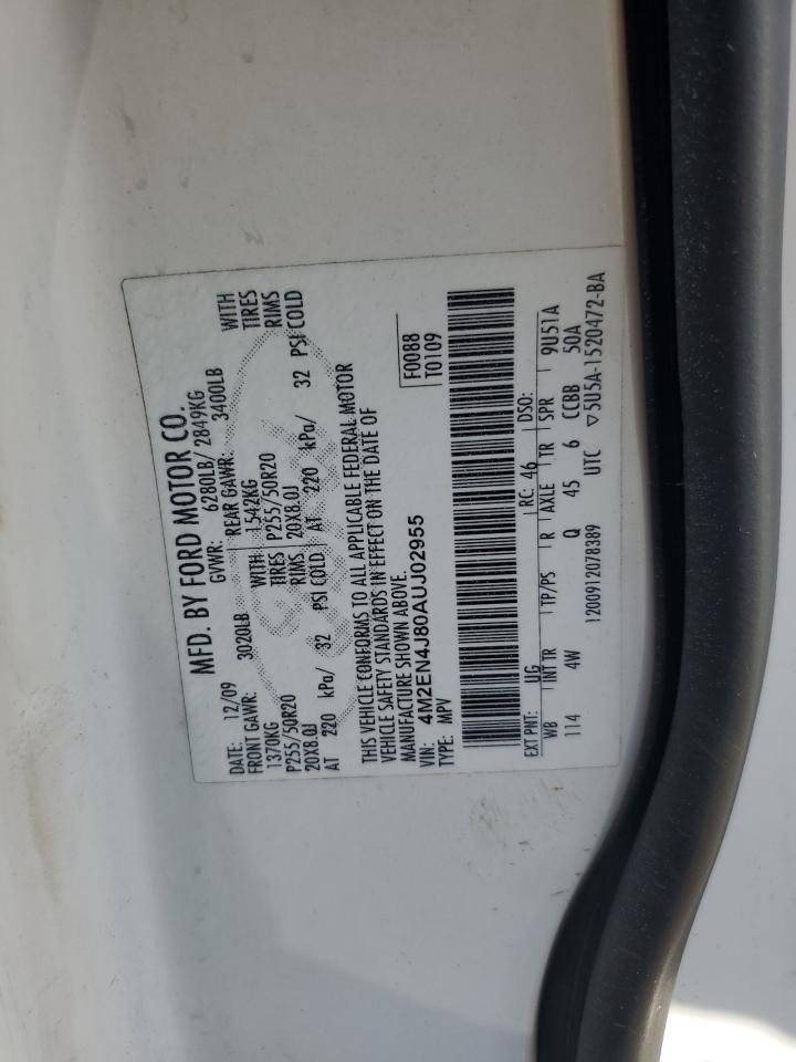 2010 Mercury Mountaineer Premier VIN: 4M2EN4J80AUJ02955 Lot: 81856615