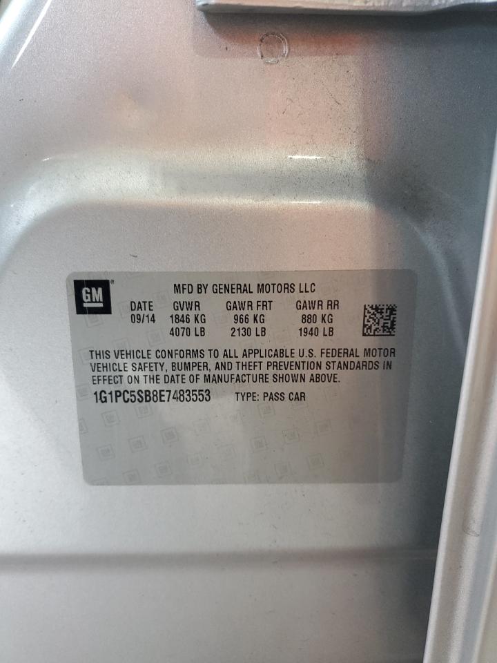 2014 Chevrolet Cruze Lt VIN: 1G1PC5SB8E7483553 Lot: 83950635