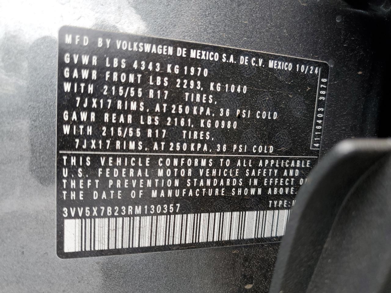 2024 Volkswagen Taos S VIN: 3VV5X7B23RM130357 Lot: 81342225