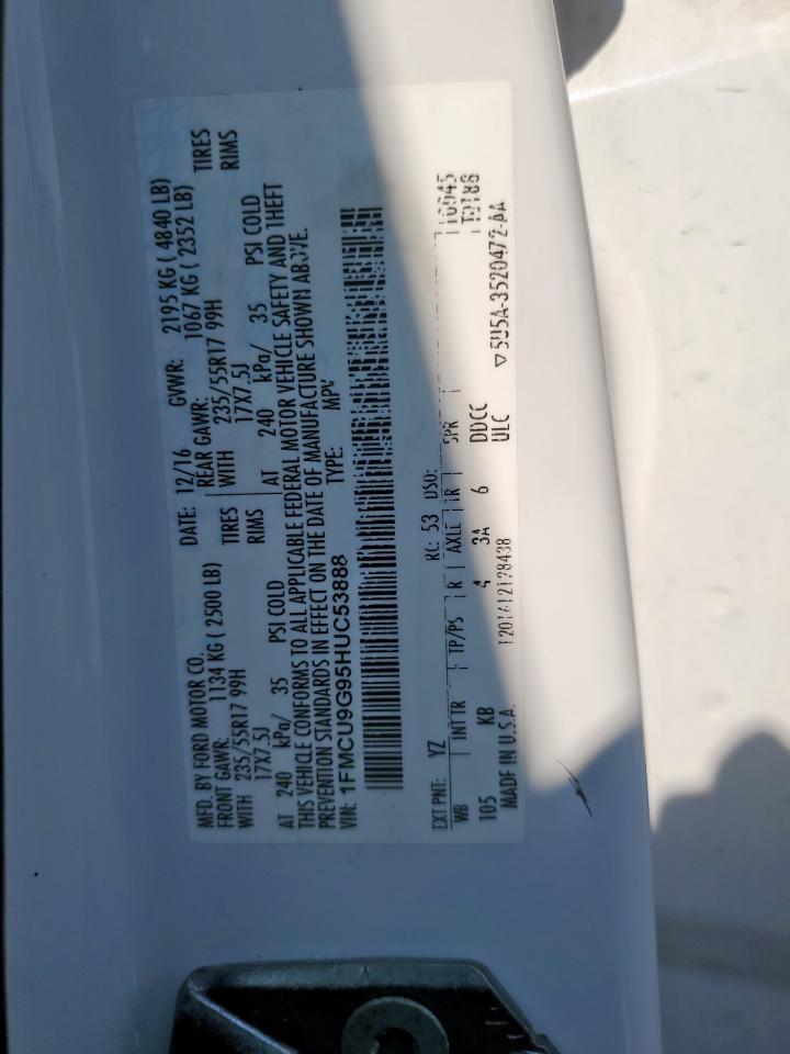 2017 Ford Escape Se VIN: 1FMCU9G95HUC53888 Lot: 81088975