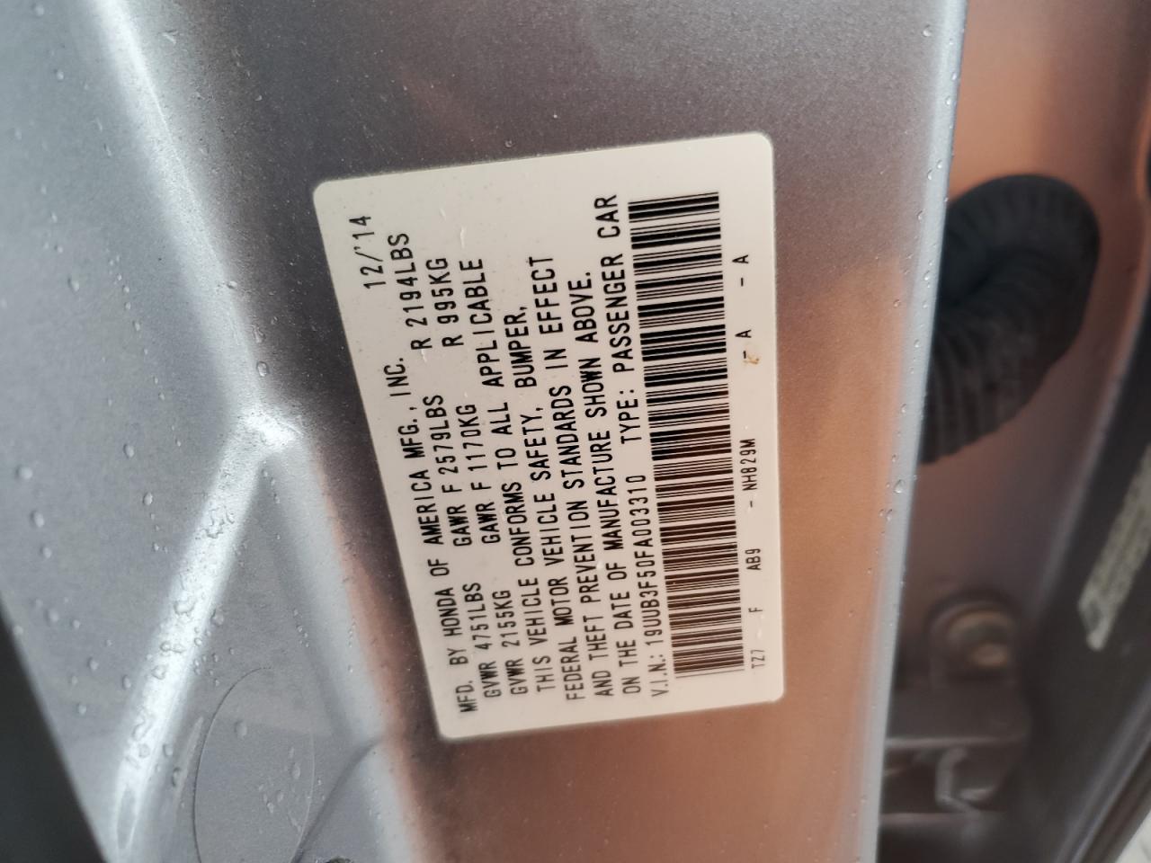 2015 Acura Tlx Tech VIN: 19UUB3F50FA003310 Lot: 82129285