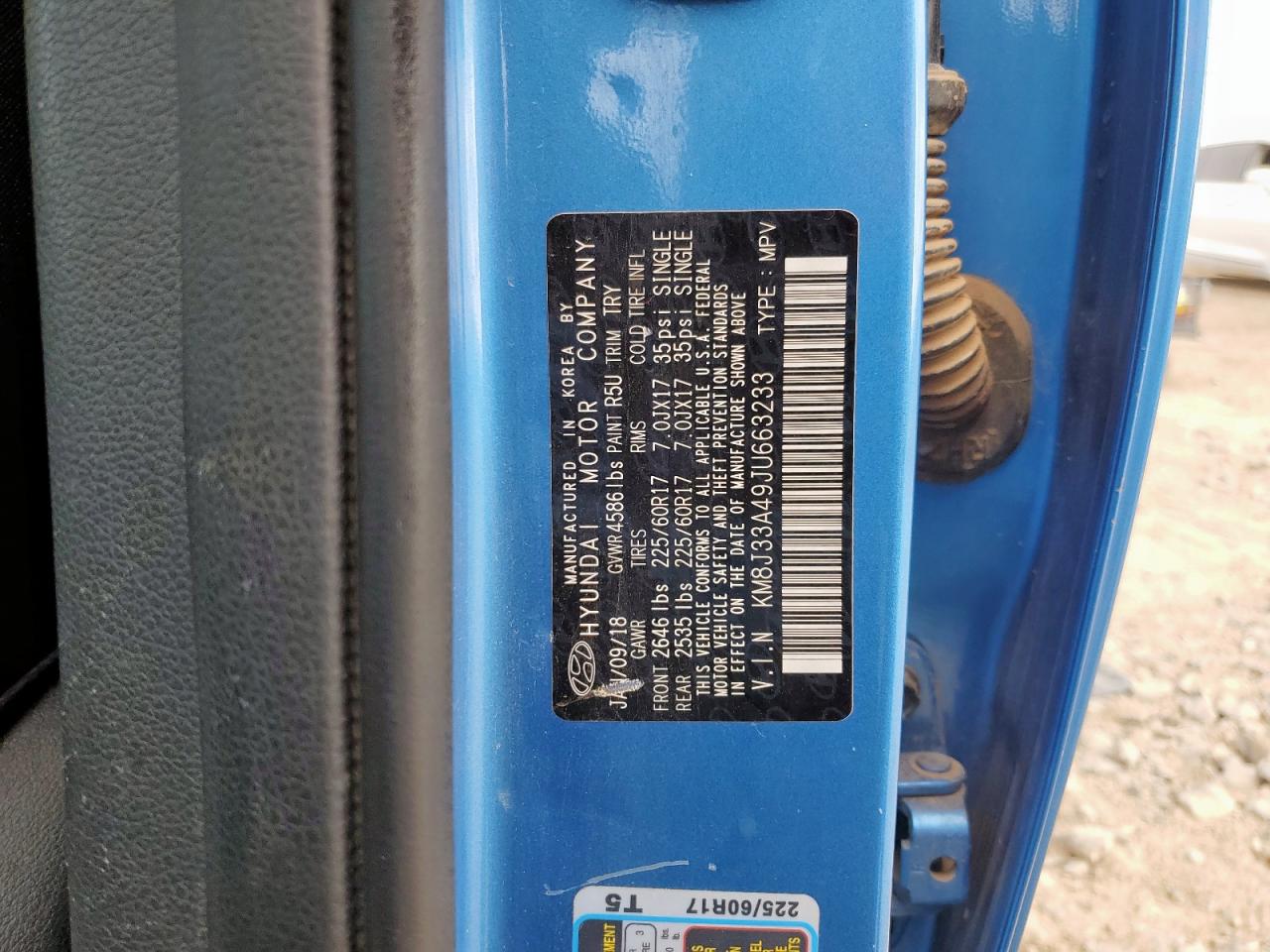 2018 Hyundai Tucson Sel VIN: KM8J33A49JU663233 Lot: 81371735