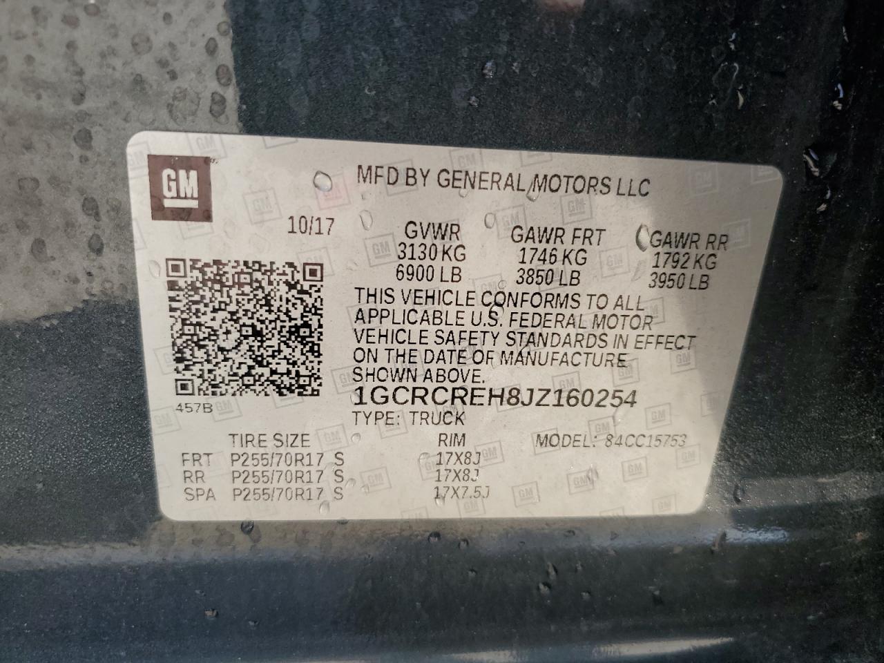 2018 Chevrolet Silverado C1500 Lt VIN: 1GCRCREH8JZ160254 Lot: 81596255