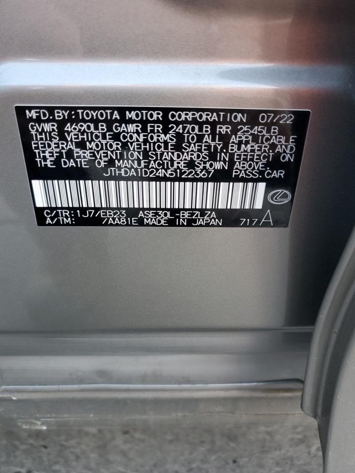 2022 Lexus Is 300 VIN: JTHDA1D24N5122367 Lot: 81913635