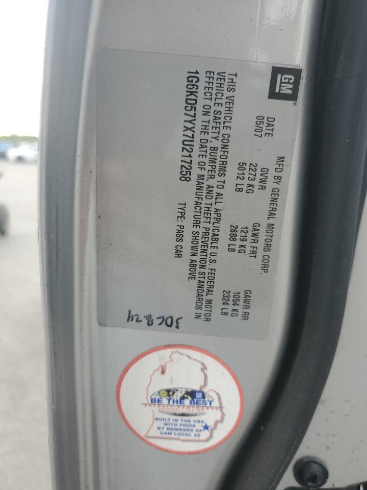 2007 Cadillac Dts VIN: 1G6KD57YX7U217258 Lot: 71353315