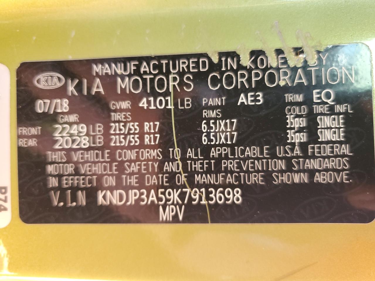 2019 Kia Soul + VIN: KNDJP3A59K7913698 Lot: 81144195