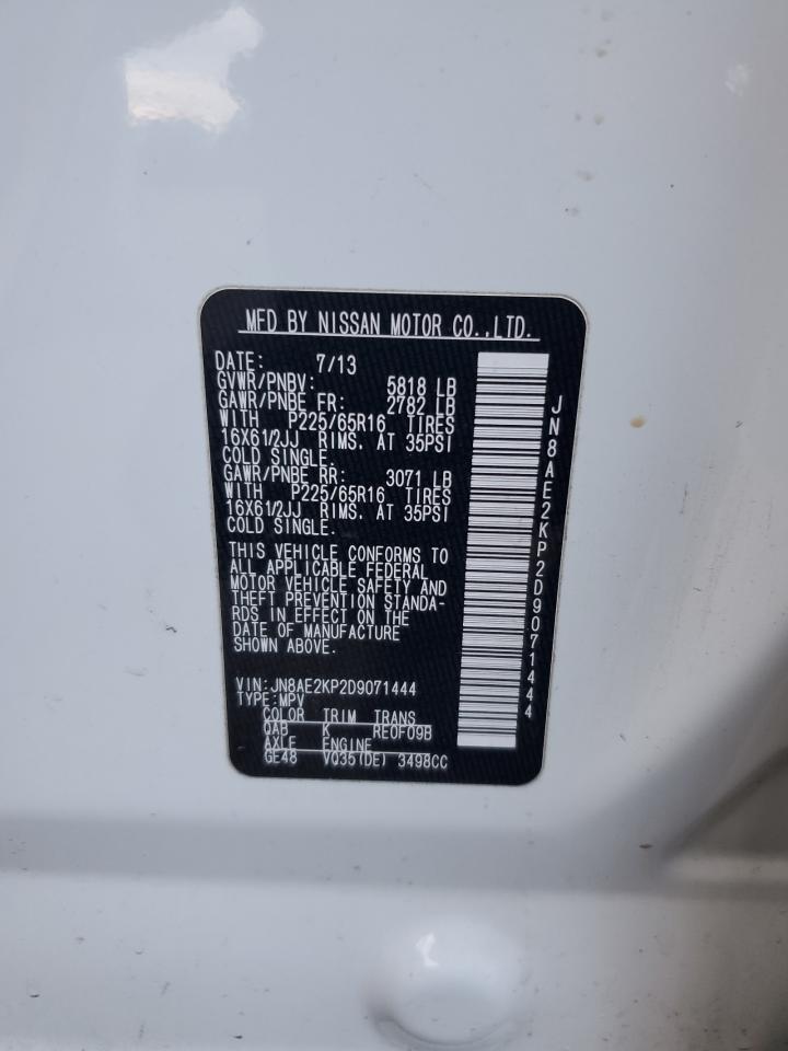 2013 Nissan Quest S VIN: JN8AE2KP2D9071444 Lot: 80384755