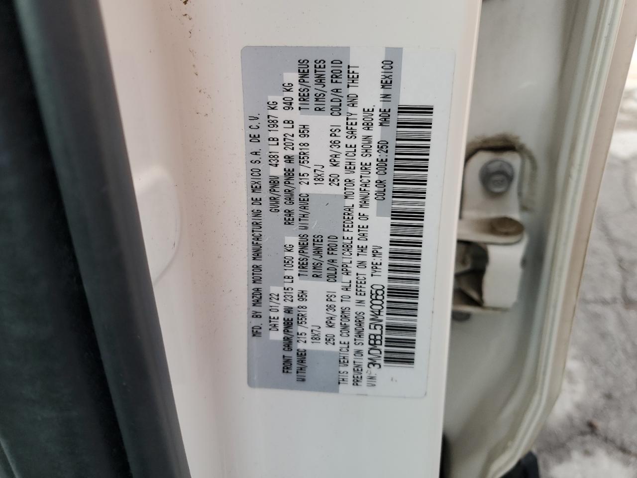 2022 Mazda Cx-30 Select VIN: 3MVDMBBL5NM400650 Lot: 81494255