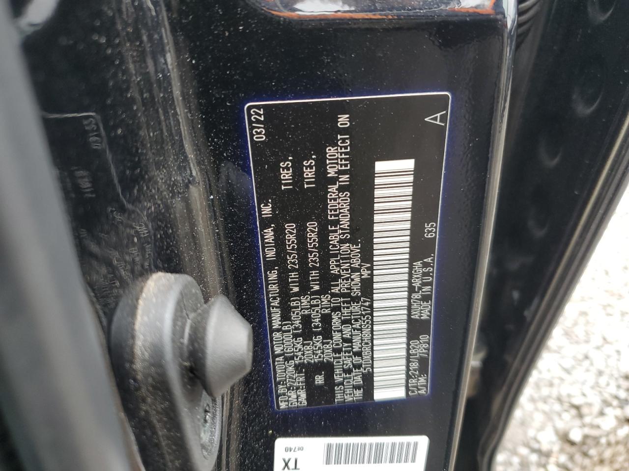 2022 Toyota Highlander Hybrid Limited VIN: 5TDXBRCH8NS551747 Lot: 70544165