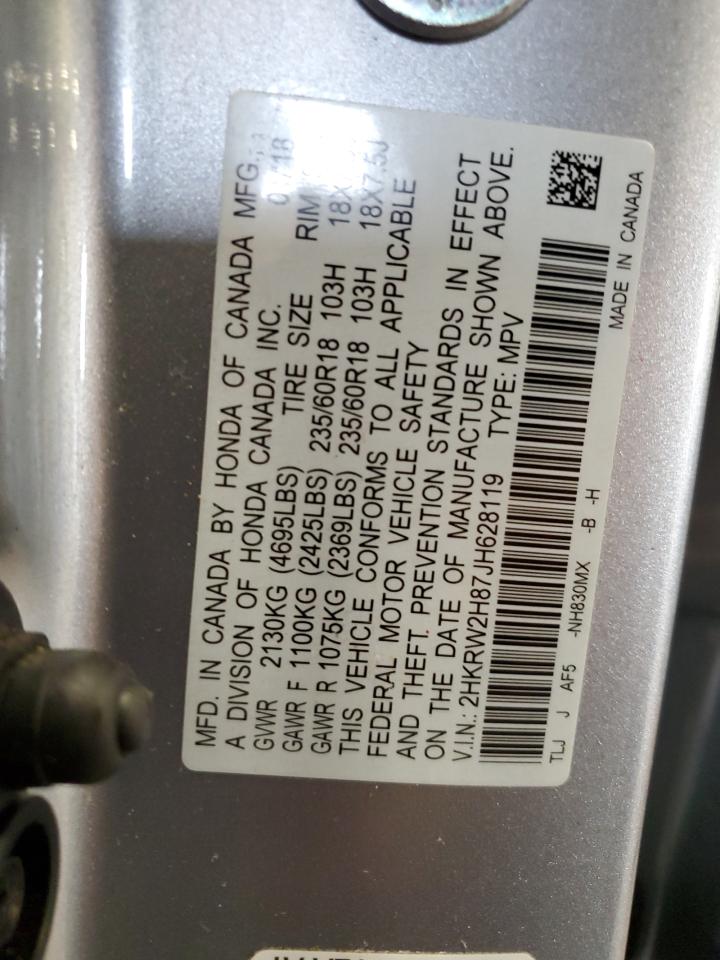 2018 Honda Cr-V Exl VIN: 2HKRW2H87JH628119 Lot: 82044855