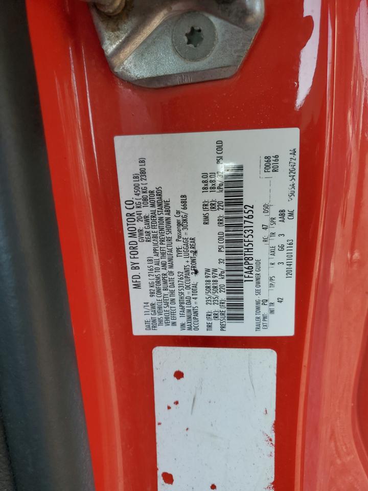 2015 Ford Mustang VIN: 1FA6P8TH5F5317652 Lot: 84626135