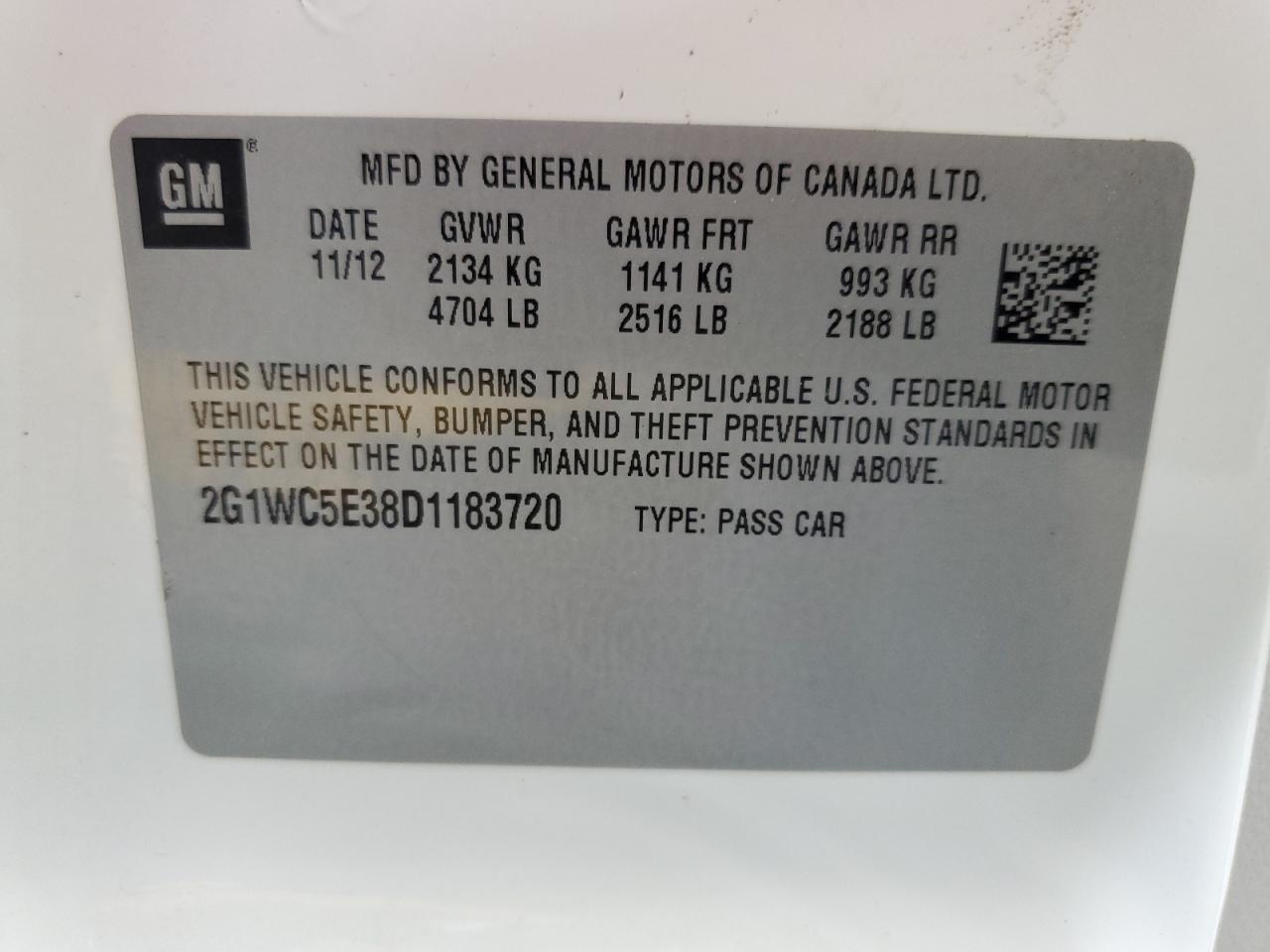 2013 Chevrolet Impala Ltz VIN: 2G1WC5E38D1183720 Lot: 71255015