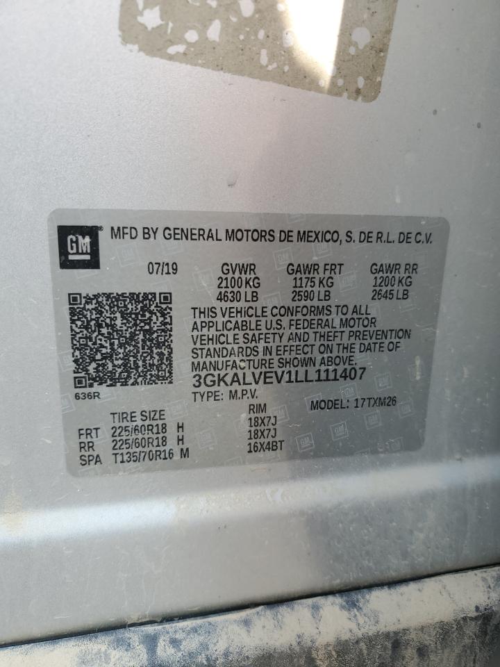 2020 GMC Terrain Slt VIN: 3GKALVEV1LL111407 Lot: 80161375