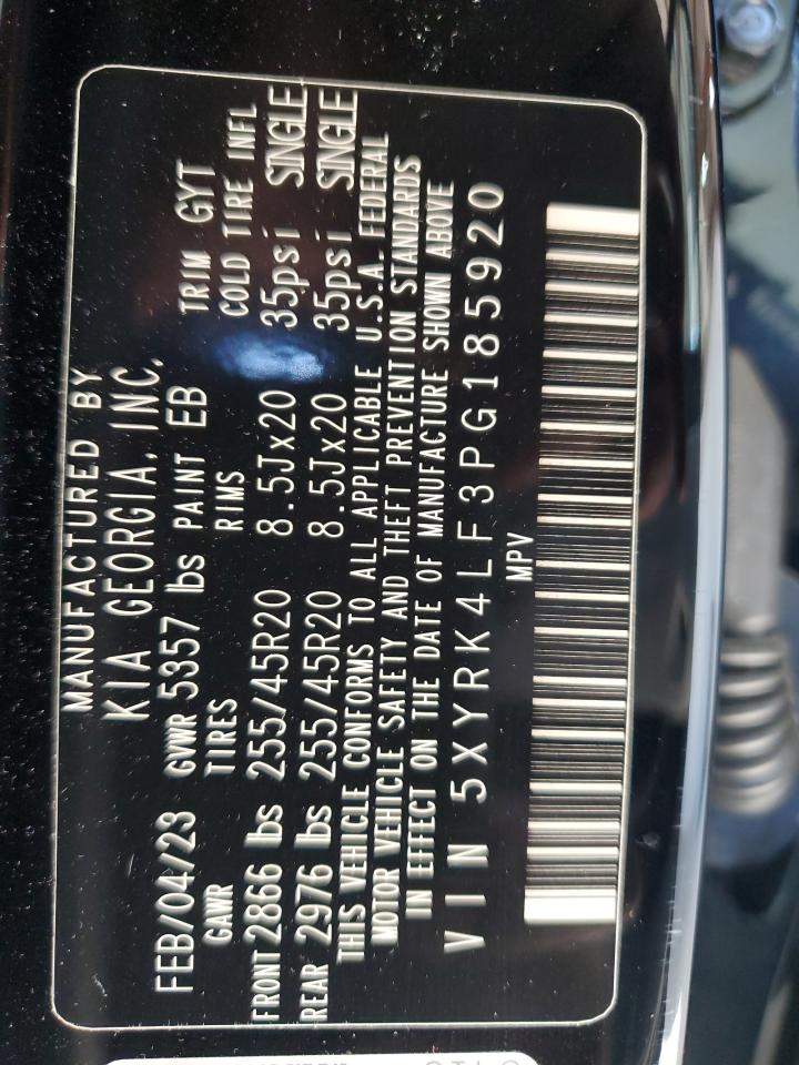 2023 Kia Sorento Sx VIN: 5XYRK4LF3PG185920 Lot: 84218275