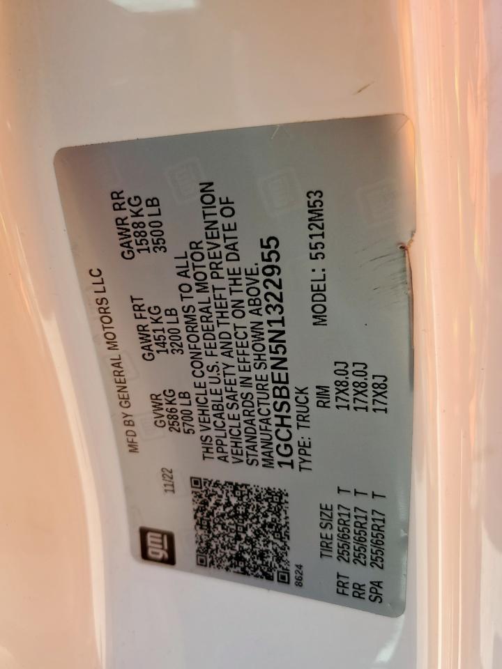 2022 Chevrolet Colorado VIN: 1GCHSBEN5N1322955 Lot: 70543585