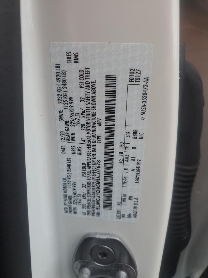 2021 Lincoln Corsair VIN: 5LMCJ1D95MUL07678 Lot: 82095575