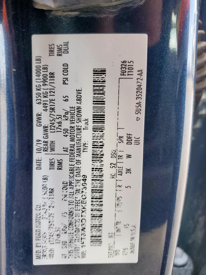 2019 Ford F350 Super Duty VIN: 1FT8W3DTXKEG73049 Lot: 80735175