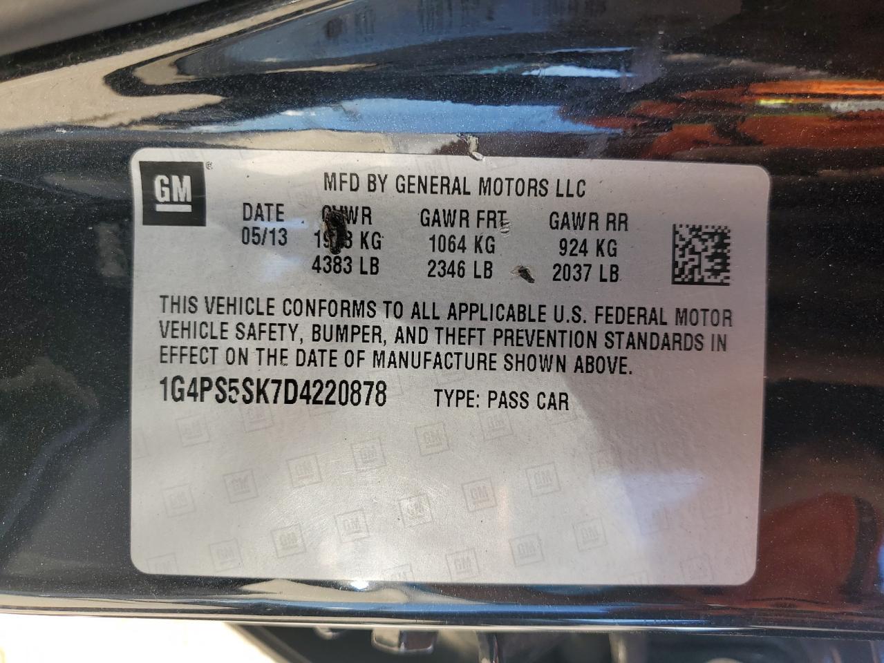 2013 Buick Verano VIN: 1G4PS5SK7D4220878 Lot: 80864715
