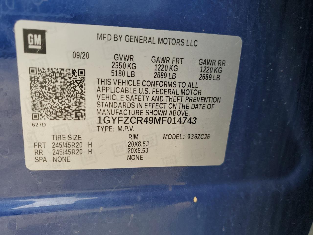 2021 Cadillac Xt4 Premium Luxury VIN: 1GYFZCR49MF014743 Lot: 71858955