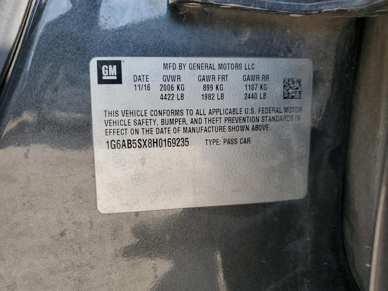 2017 Cadillac Ats Luxury VIN: 1G6AB5SX8H0169235 Lot: 71538005