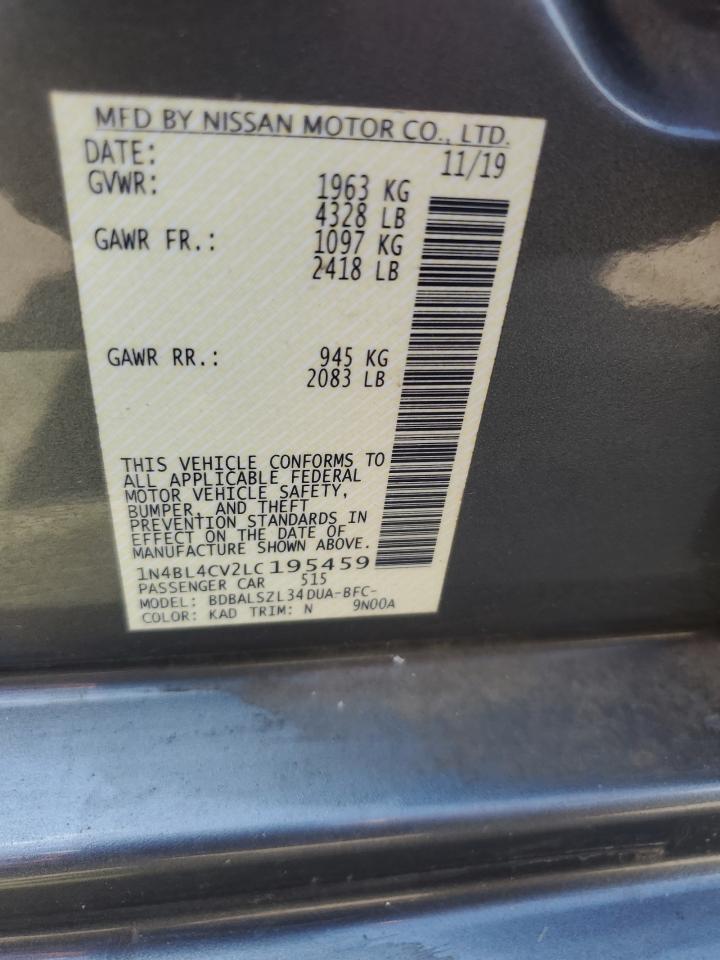 2020 Nissan Altima Sr VIN: 1N4BL4CV2LC195459 Lot: 82070235