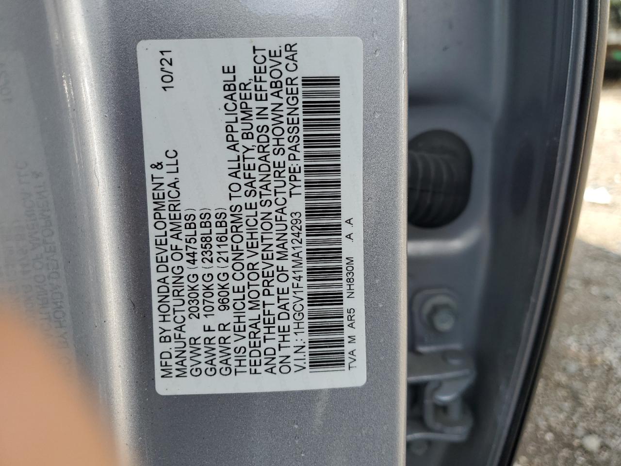 2021 Honda Accord Sport Se VIN: 1HGCV1F41MA124293 Lot: 81618705