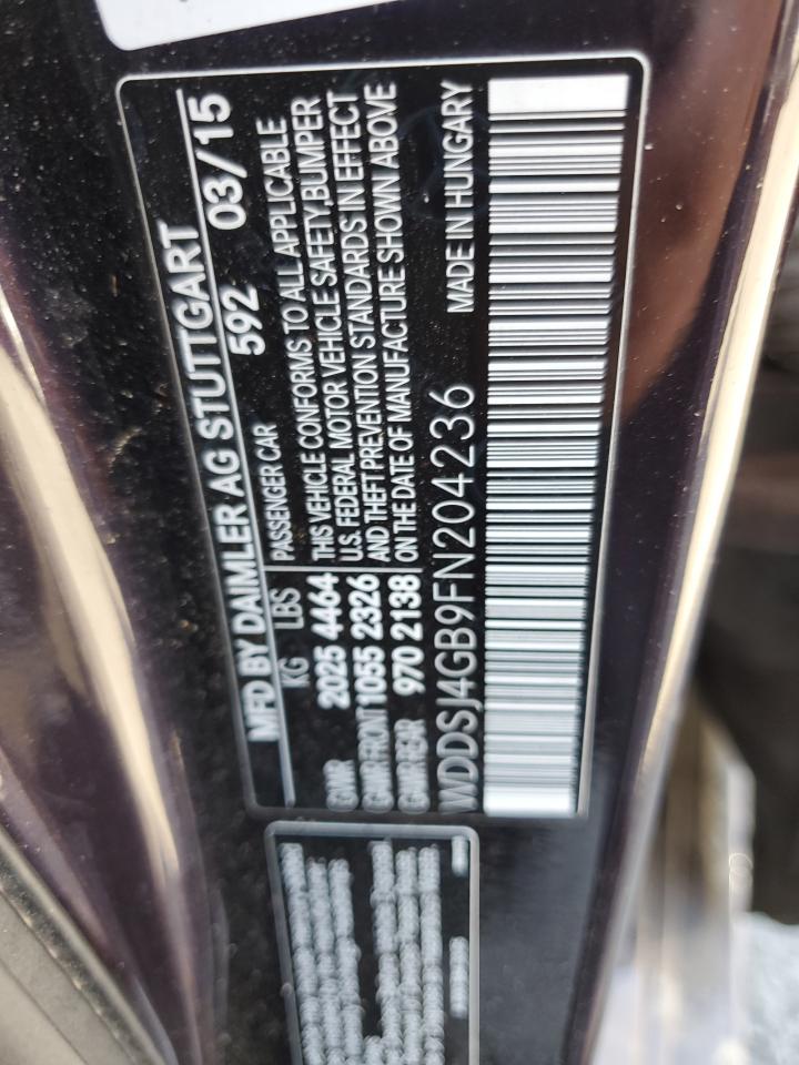 2015 Mercedes-Benz Cla 250 4Matic VIN: WDDSJ4GB9FN204236 Lot: 83838795