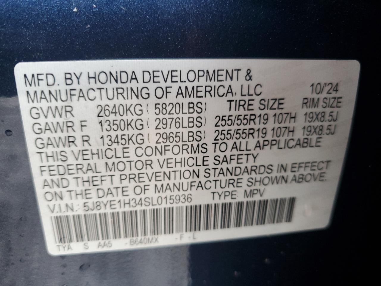2025 Acura Mdx VIN: 5J8YE1H34SL015936 Lot: 84008435