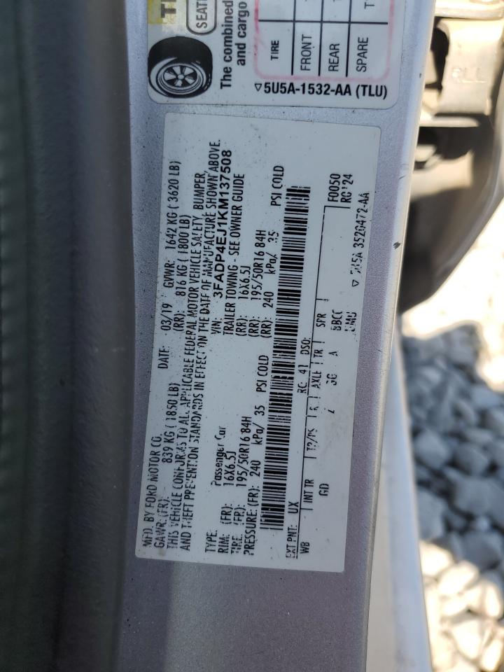 2019 Ford Fiesta Se VIN: 3FADP4EJ1KM137508 Lot: 81122285