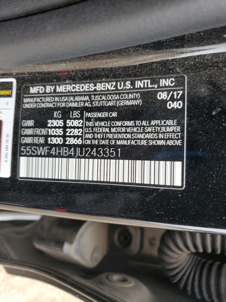 2018 Mercedes-Benz C 350E VIN: 55SWF4HB4JU243351 Lot: 81082575