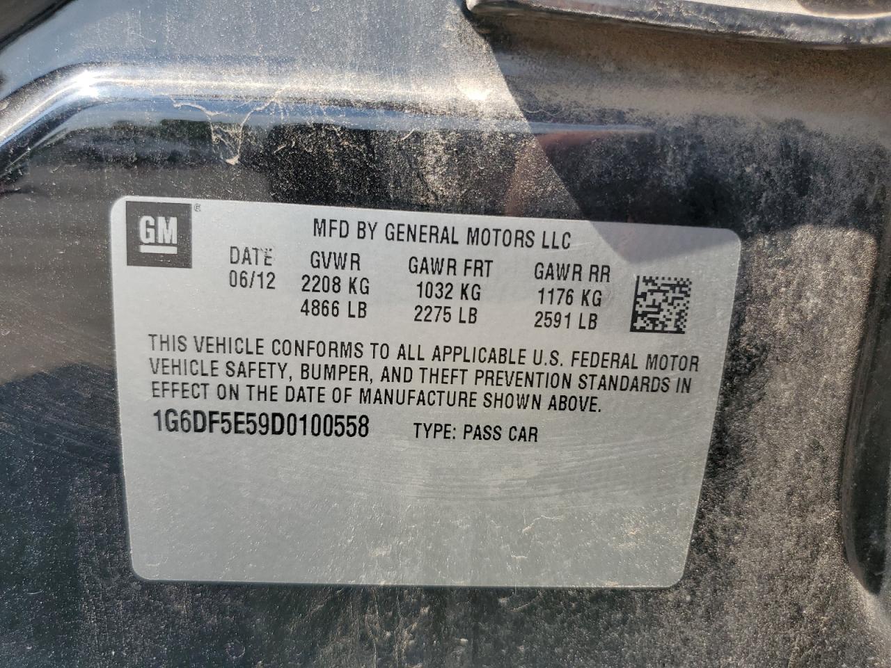 2013 Cadillac Cts Luxury Collection VIN: 1G6DF5E59D0100558 Lot: 81064315