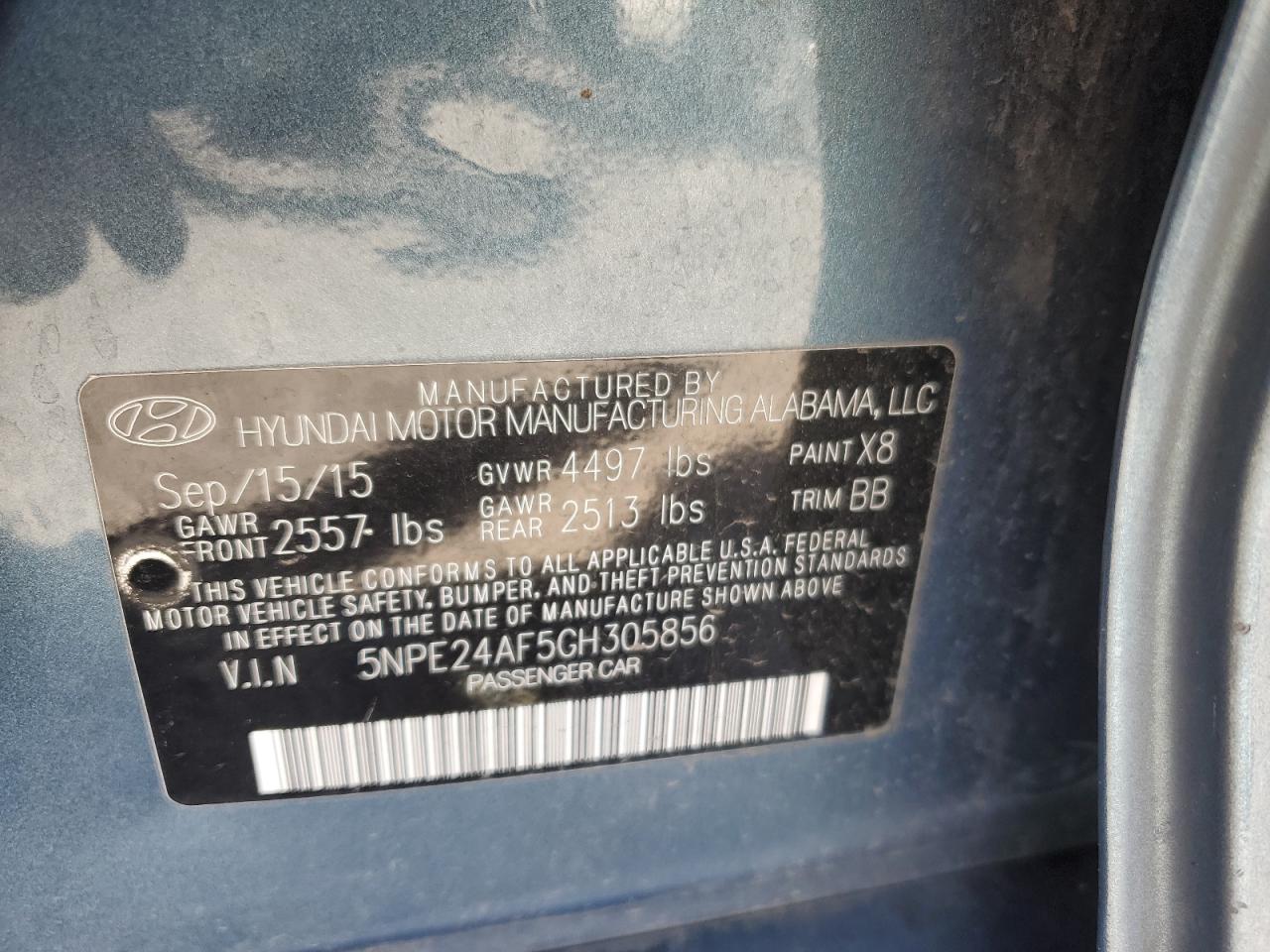 2016 Hyundai Sonata Se VIN: 5NPE24AF5GH305856 Lot: 81340595