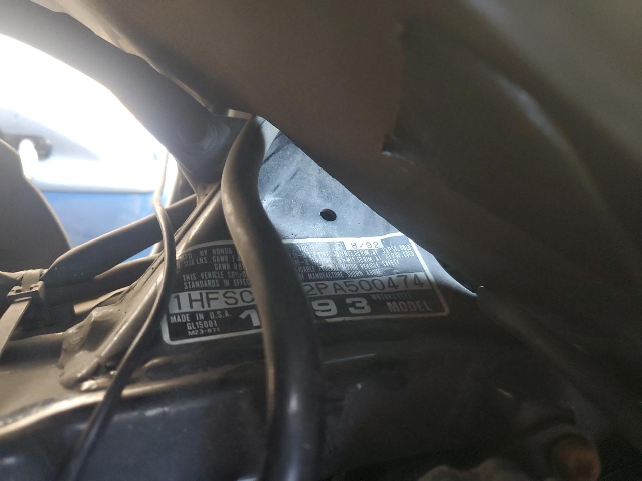 1993 Honda Gl1500 I VIN: 1HFSC2262PA500474 Lot: 71825825