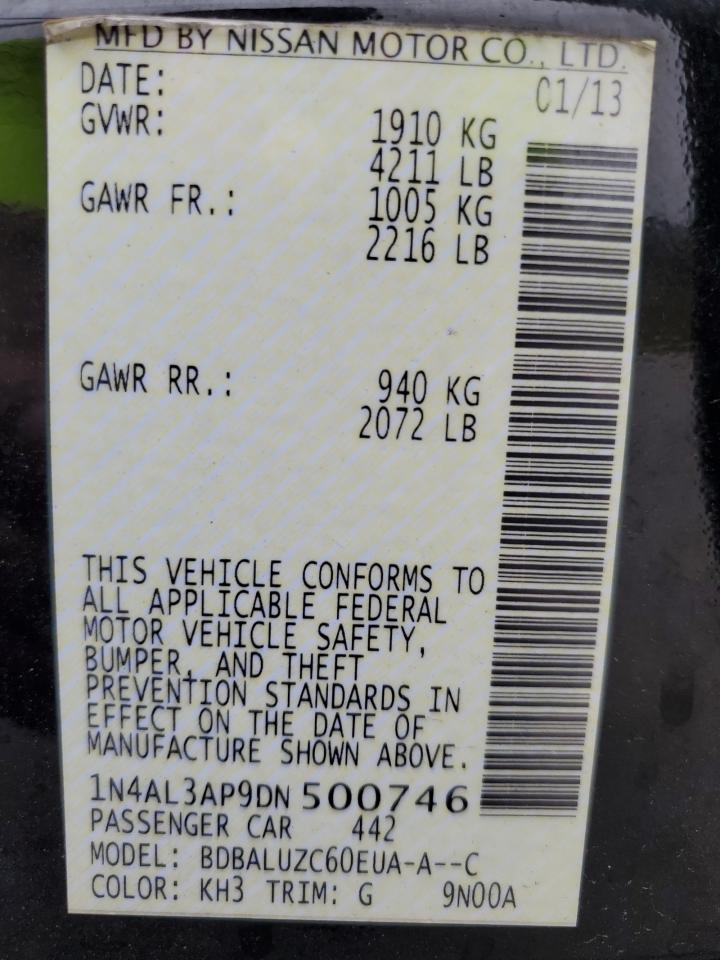 2013 Nissan Altima 2.5 VIN: 1N4AL3AP9DN500746 Lot: 83878245