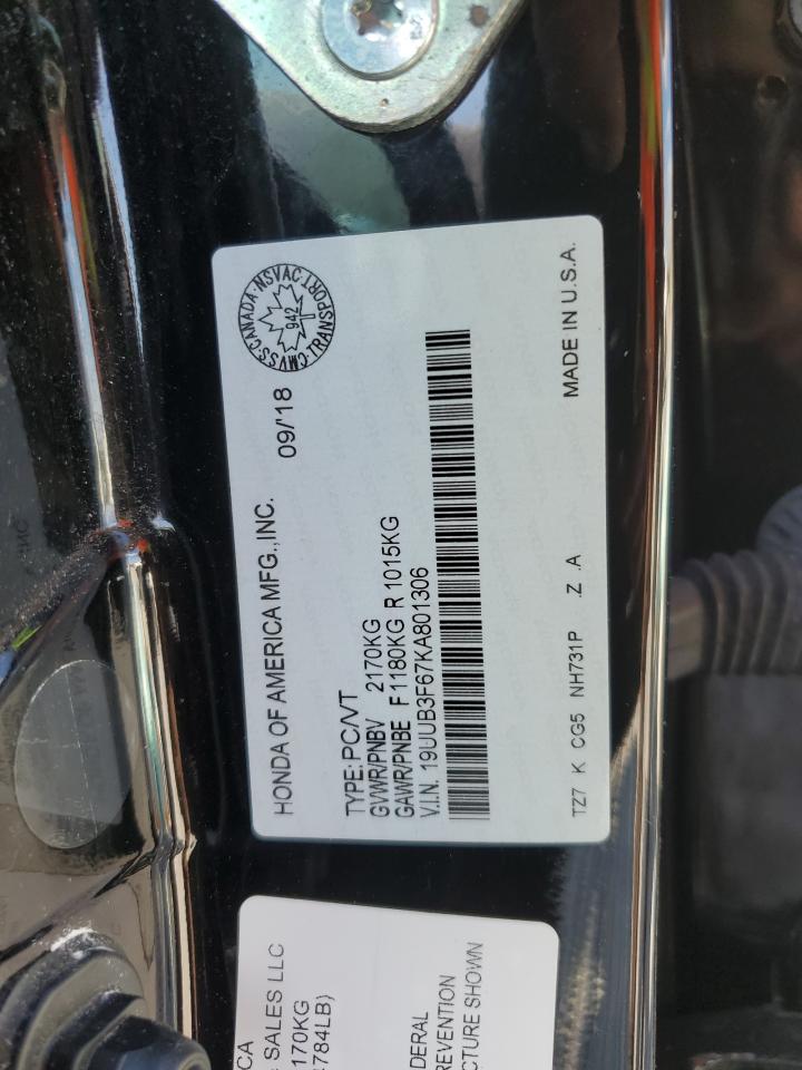 2019 Acura Tlx Technology VIN: 19UUB3F67KA801306 Lot: 71603225