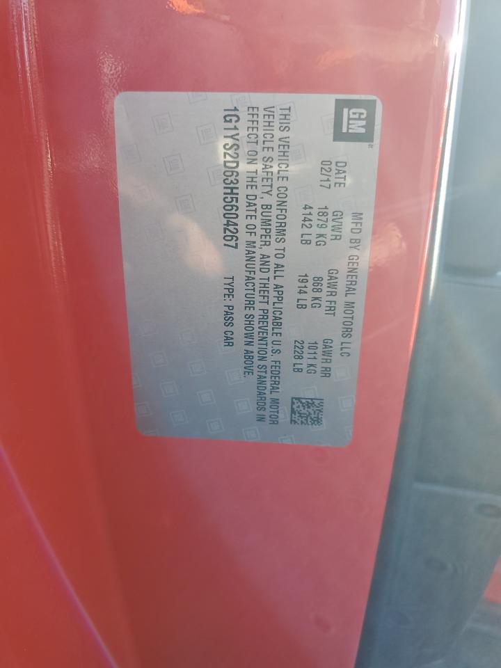 2017 Chevrolet Corvette Z06 2Lz VIN: 1G1YS2D63H5604267 Lot: 80009045